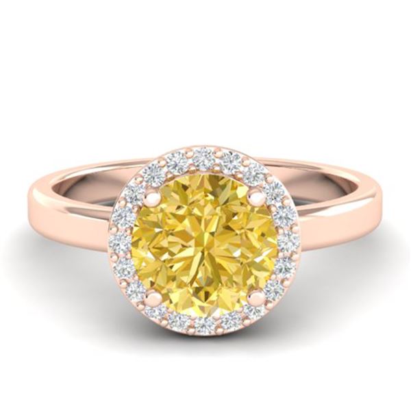 2 ctw Citrine & Halo VS/SI Diamond Micro Pave Ring 14k Rose Gold - REF-30H2R