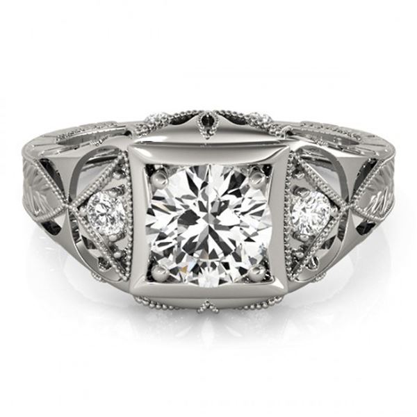 0.6 ctw Certified VS/SI Diamond Antique Ring 18k White Gold - REF-99N2F