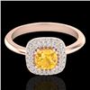 Image 1 : 1.16 ctw Citrine & Micro VS/SI Diamond Ring Halo 14k Rose Gold - REF-44A8N