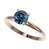 Image 1 : 1 ctw Certified Intense Blue Diamond Engagment Ring 10k Rose Gold - REF-92G2W