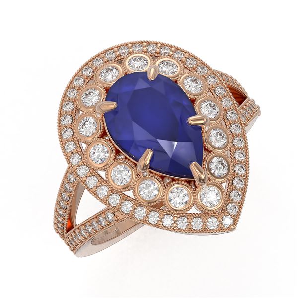 5.12 ctw Certified Sapphire & Diamond Victorian Ring 14K Rose Gold - REF-161Y8X