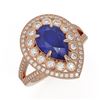 Image 1 : 5.12 ctw Certified Sapphire & Diamond Victorian Ring 14K Rose Gold - REF-161Y8X