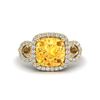 Image 1 : 3.75 ctw Citrine & Micro VS/SI Diamond Certified Ring 18k Yellow Gold - REF-50W4H