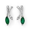 Image 1 : 0.50 ctw Emerald & Diamond Earrings 14k White Gold - REF-17H6R