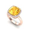 Image 2 : 6 ctw Citrine & Micro Pave Halo VS/SI Diamond Ring 14k Rose Gold - REF-36G6W