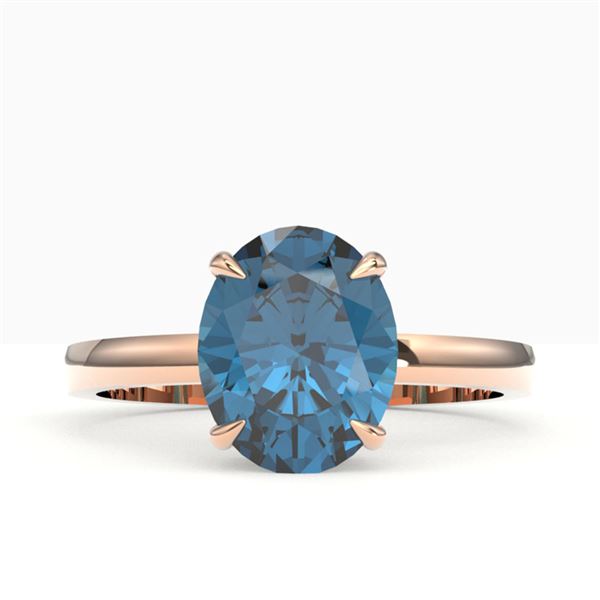 3.50 ctw London Blue Topaz Designer Solitaire Ring 14k Rose Gold - REF-18F4M