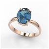 Image 2 : 3.50 ctw London Blue Topaz Designer Solitaire Ring 14k Rose Gold - REF-18F4M