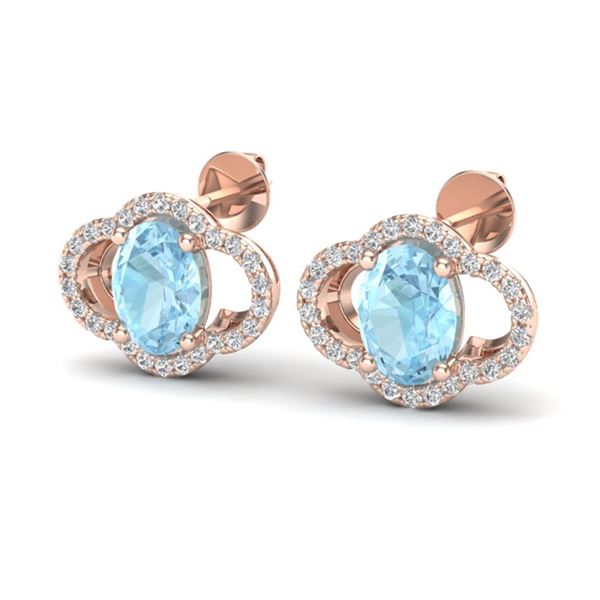 4 ctw Aquamarine & Micro Pave VS/SI Diamond Earrings 10k Rose Gold - REF-51G3W