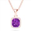 Image 2 : 3 ctw Amethyst & Micro VS/SI Diamond Pave Necklace 14k Rose Gold - REF-39G5W