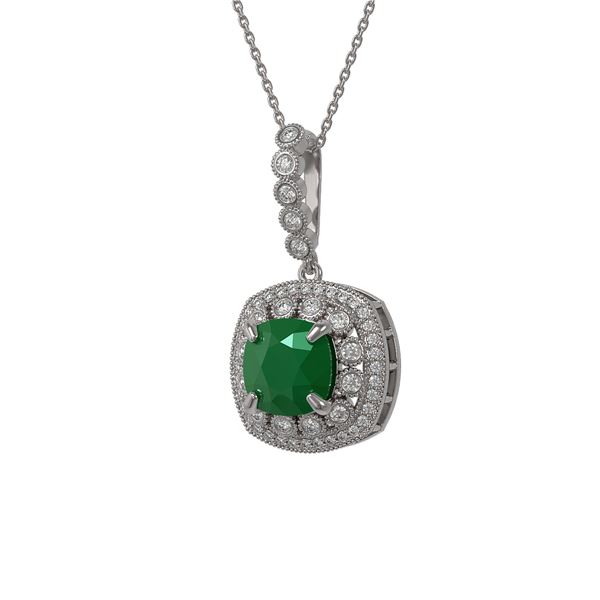 6.58 ctw Certified Emerald & Diamond Victorian Necklace 14K White Gold - REF-209A3N