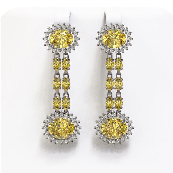10.58 ctw Citrine & Diamond Earrings 14K White Gold - REF-174R5K