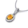 Image 2 : 1.75 ctw Citrine & Micro Pave VS/SI Diamond Necklace 18k White Gold - REF-40M9G