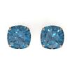 Image 1 : 12 ctw Cushion London Blue Topaz Designer Stud Earrings 14k Rose Gold - REF-30Y2X