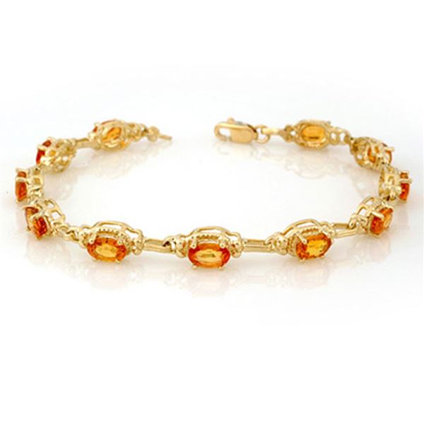 8.0 ctw Yellow Sapphire Bracelet 10k Yellow Gold - REF-81X8A