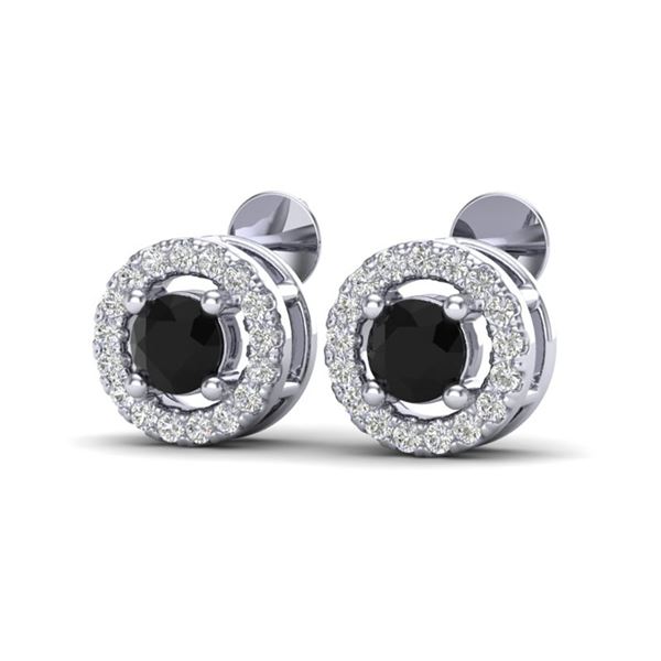 0.75 ctw Micro Pave VS/SI Diamond Certified Earrings Halo 18k White Gold - REF-33A4N