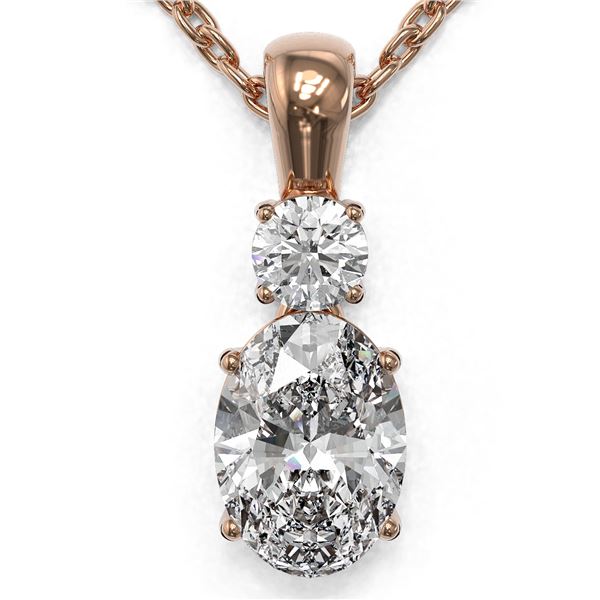 0.9 ctw Oval Cut Diamond Designer Necklace 18K Rose Gold - REF-139W2H