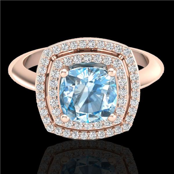 2.02 ctw Sky Blue Topaz & Micro VS/SI Diamond Ring 14k Rose Gold - REF-46Y5X