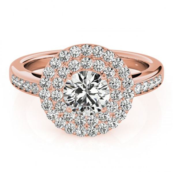 0.85 ctw Certified VS/SI Diamond Halo Ring 18k Rose Gold - REF-78H2R
