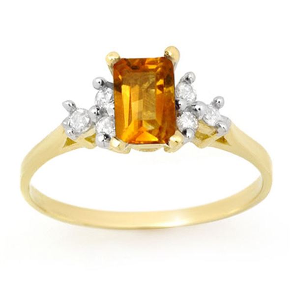1.14 ctw Citrine & Diamond Ring 10k Yellow Gold - REF-10G2W