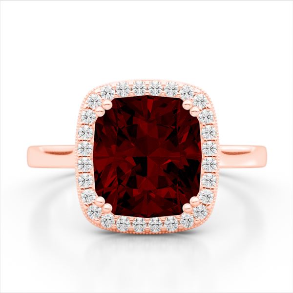 3 ctw Garnet & Micro Pave VS/SI Diamond Certified Ring 14k Rose Gold - REF-32K8Y