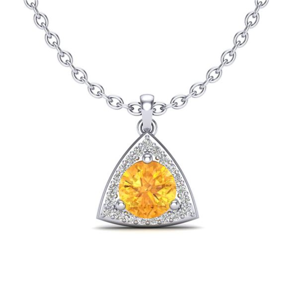 1.50 ctw Citrine & Micro Pave VS/SI Diamond Necklace 18k White Gold - REF-25G9W