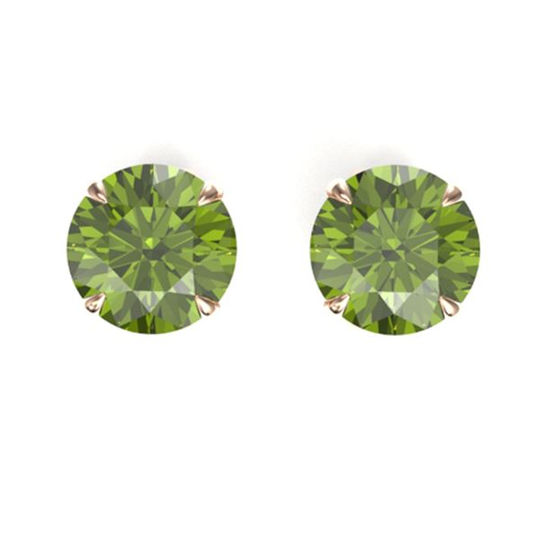 4 ctw Green Tourmaline Designer Solitaire Stud Earrings 14k Rose Gold - REF-31K2Y