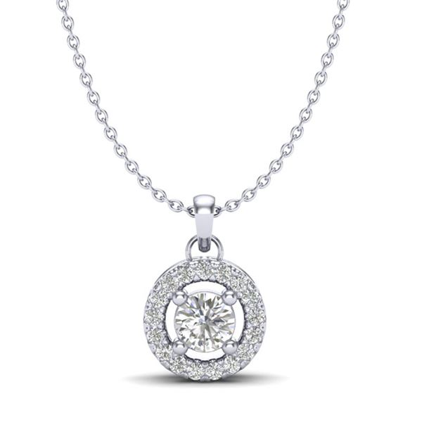 0.33 ctw VS/SI Diamond Micro Pave Necklace Halo 18k White Gold - REF-29K3Y