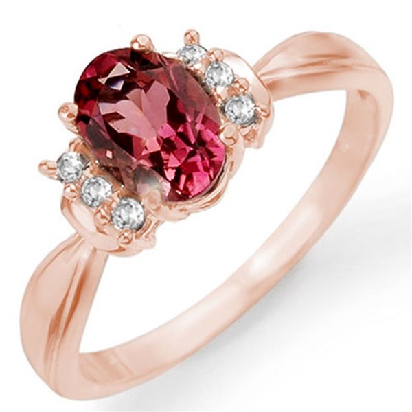 1.06 ctw Pink Tourmaline & Diamond Ring 14k Rose Gold - REF-20N5F