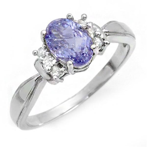 1.06 ctw Tanzanite & Diamond Ring 18k White Gold - REF-30H8R