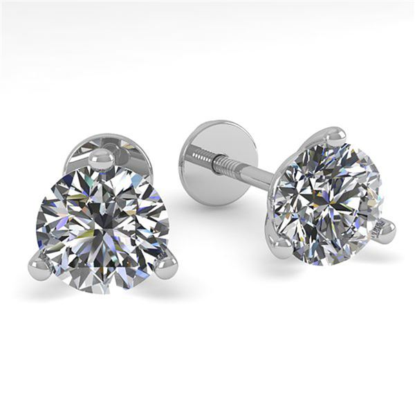 0.52 ctw Certified VS/SI Diamond Stud Earrings Martini 18k White Gold - REF-55N5F