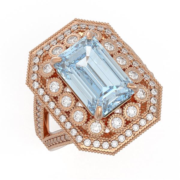 5.69 ctw Certified Aquamarine & Diamond Victorian Ring 14K Rose Gold - REF-170M9G