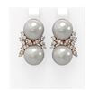 Image 1 : 0.96 ctw Diamond & Pearl Earrings 18K Rose Gold - REF-124N5F