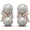 Image 2 : 0.96 ctw Diamond & Pearl Earrings 18K Rose Gold - REF-124N5F