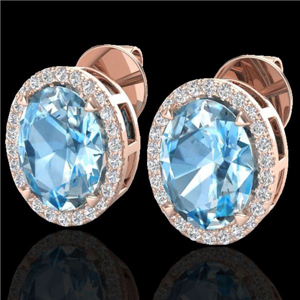 5.50 ctw Sky Blue Topaz & Micro VS/SI Diamond Earrings 14k Rose Gold - REF-45W2H