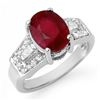 Image 1 : 5.55 ctw Ruby & Diamond Ring 14k White Gold - REF-105W5H