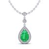 Image 2 : 2.75 ctw Emerald & Micro Pave VS/SI Diamond Necklace 18k White Gold - REF-44R4K