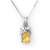 Image 1 : 0.67 ctw Citrine & Diamond Necklace 10k White Gold - REF-11G3W