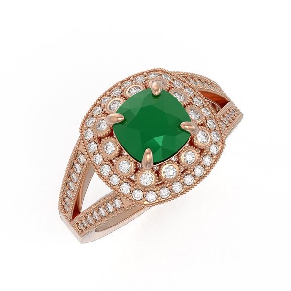 2.69 ctw Certified Emerald & Diamond Victorian Ring 14K Rose Gold - REF-104F9M