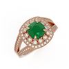 Image 1 : 2.69 ctw Certified Emerald & Diamond Victorian Ring 14K Rose Gold - REF-104F9M