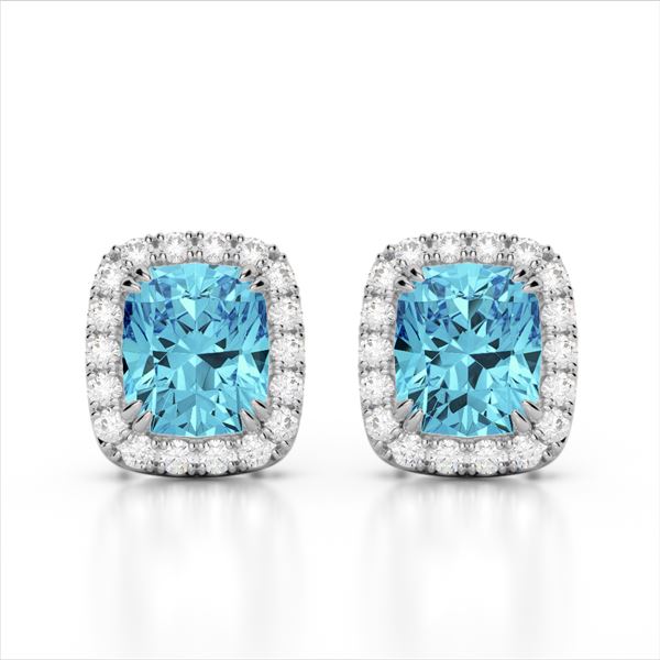 2.50 ctw Sky Blue Topaz & Micro VS/SI Diamond Earrings 10k White Gold - REF-30N8F