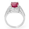 Image 2 : 4.50 ctw Ruby & Diamond Ring 14k White Gold - REF-96R4K