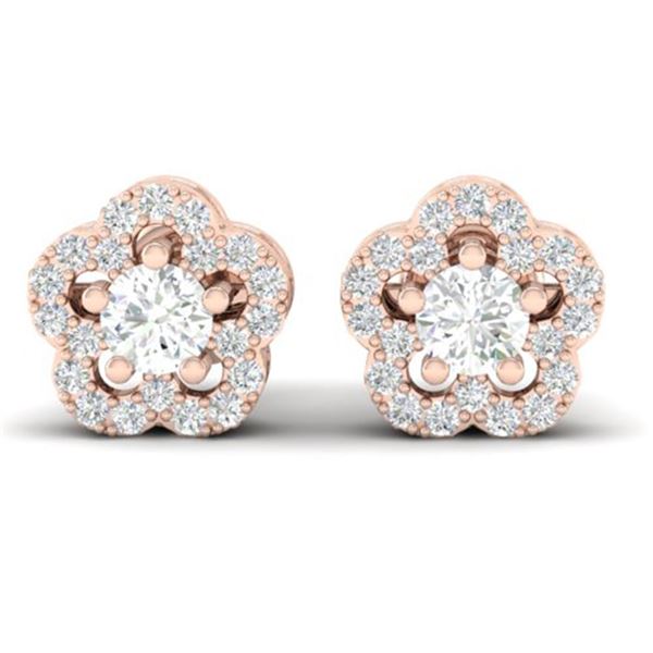 0.50 ctw Micro Pave VS/SI Diamond Certified Earrings 10k Rose Gold - REF-34X3A