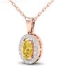 Image 2 : 0.65 ctw Citrine & Micro Pave VS/SI Diamond Necklace 14k Rose Gold - REF-23H2R