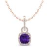 Image 2 : 3.50 ctw Amethyst & Micro VS/SI Diamond Necklace 14k Rose Gold - REF-40X9A