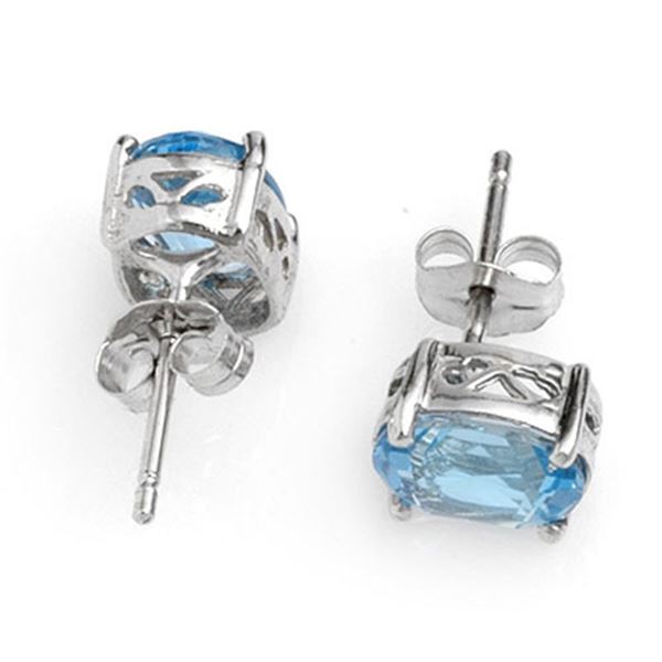 2.0 ctw Blue Topaz Earrings 14k White Gold - REF-8K8Y