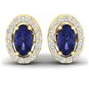Image 1 : 0.70 ctw Tanzanite & Micro Pave VS/SI Diamond Earrings 18k Yellow Gold - REF-25W9H
