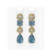 Image 1 : 9.7 ctw Blue Topaz & Diamond Earrings 18K Yellow Gold - REF-178F5M