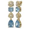 Image 2 : 9.7 ctw Blue Topaz & Diamond Earrings 18K Yellow Gold - REF-178F5M