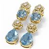 Image 3 : 9.7 ctw Blue Topaz & Diamond Earrings 18K Yellow Gold - REF-178F5M