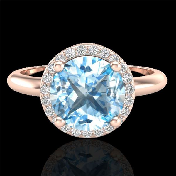 2.70 ctw Sky Blue Topaz & Micro VS/SI Diamond Ring 14k Rose Gold - REF-34R2K